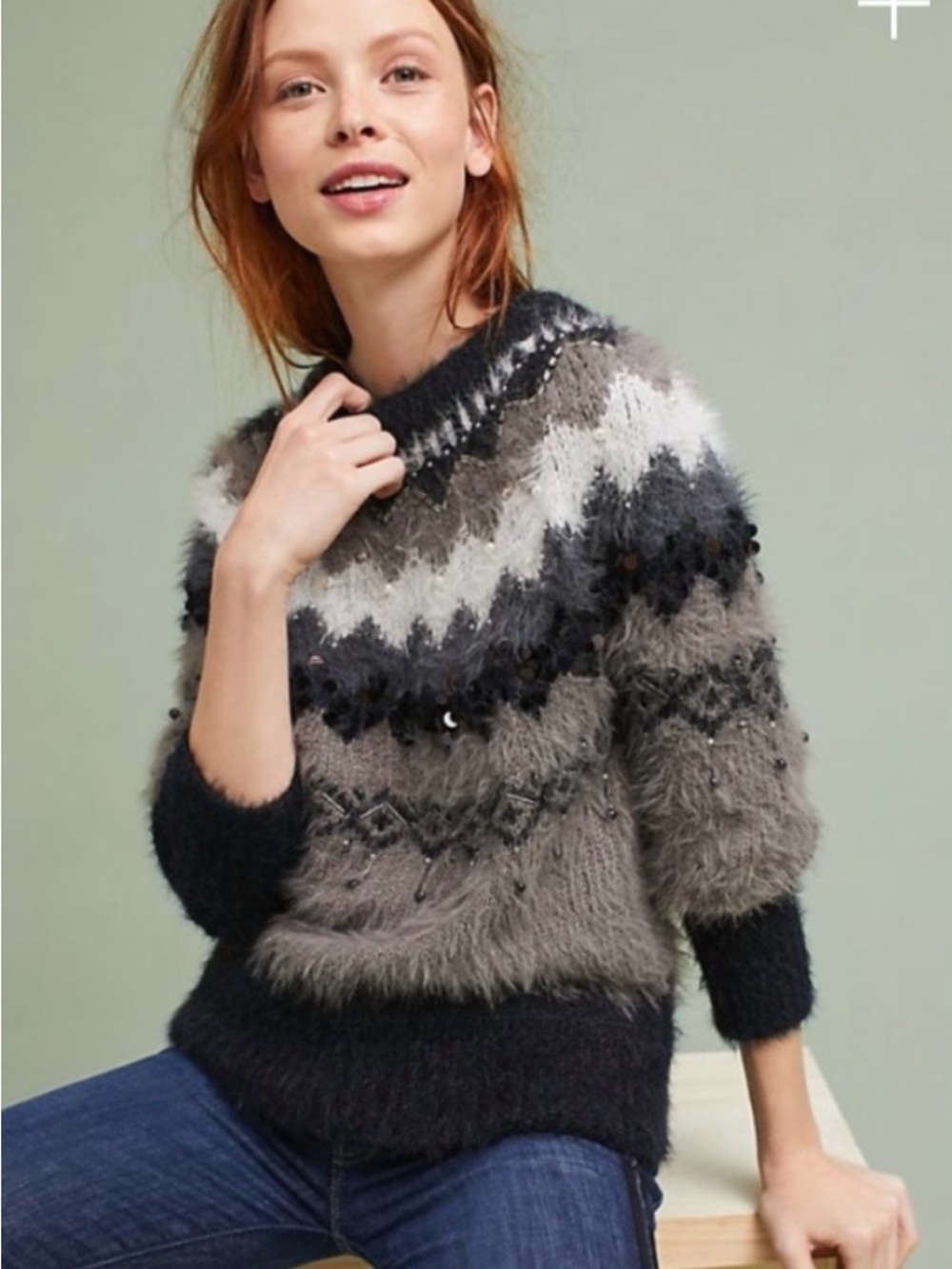 Anthropologie Sleeping on Snow Cozy  Fair Isle Turtleneck Sweater